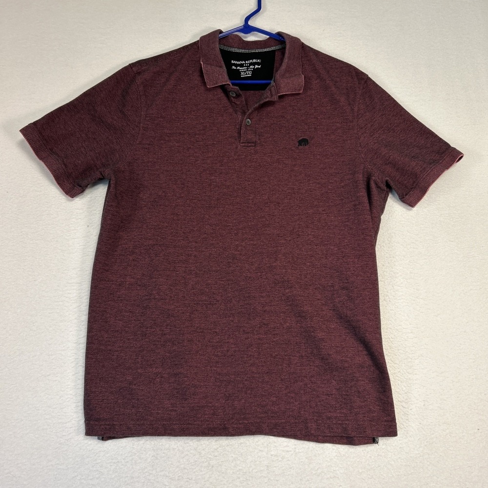 Banana Republic Polo Shirt Mens XL Burgundy Knit Pique Golf Short Sleeve